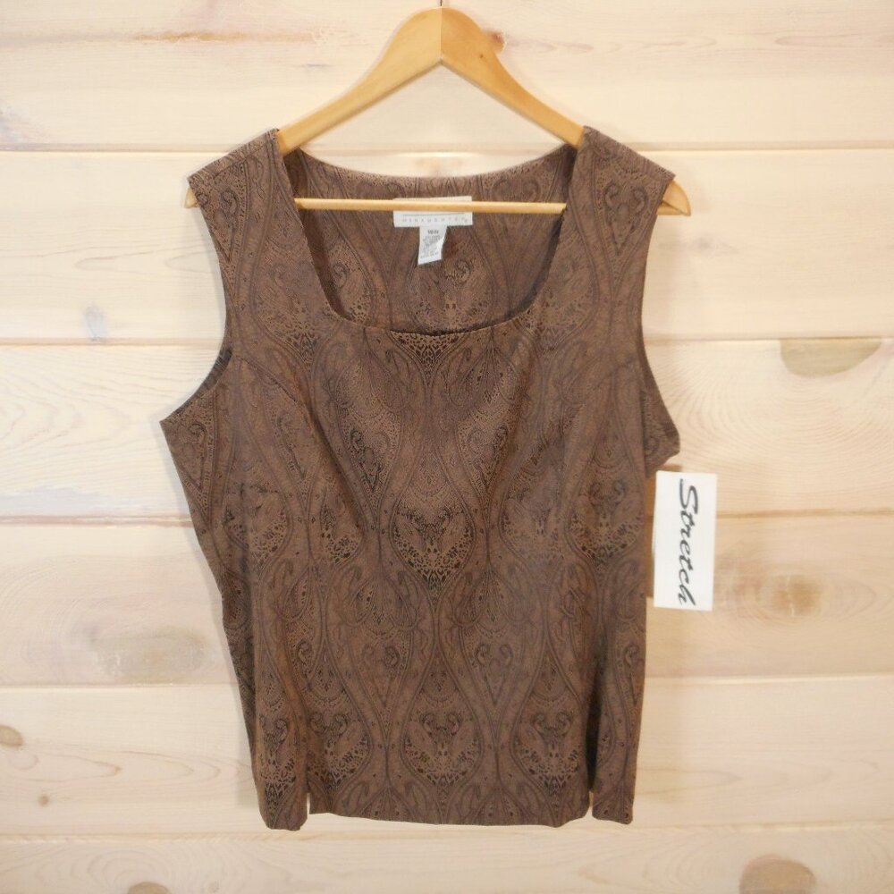 NWT Maggie McNaughton Women's 16W Sleeveless Top Brown Office Career Vintage